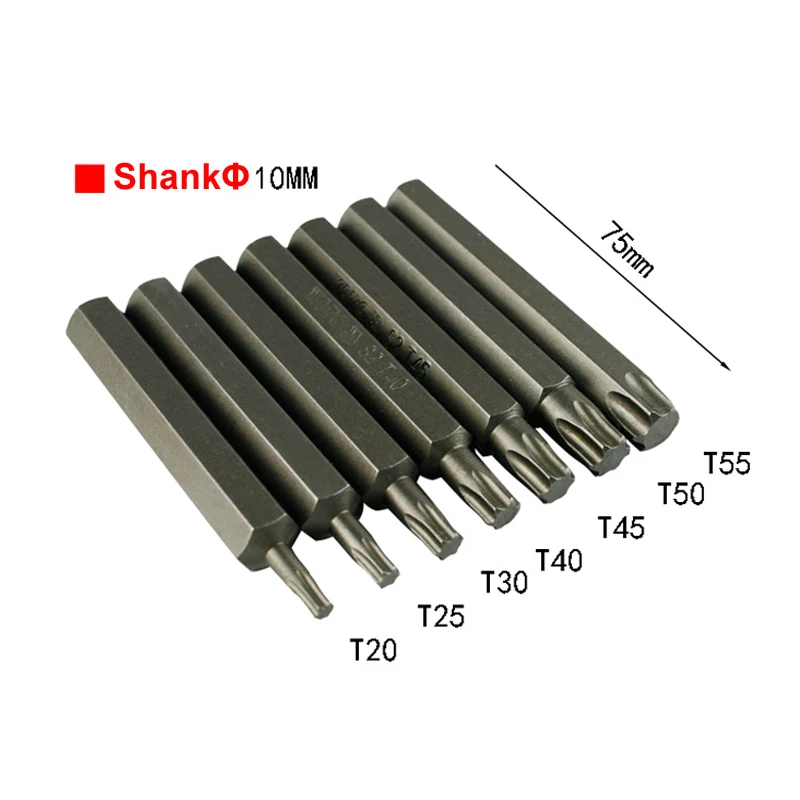 10 мм hex Heavy Duty Воздействие прецизионных отверток для ослабить Шурупы Torx Отвёртки Набор бит+ 1/" гнездо привода адаптер