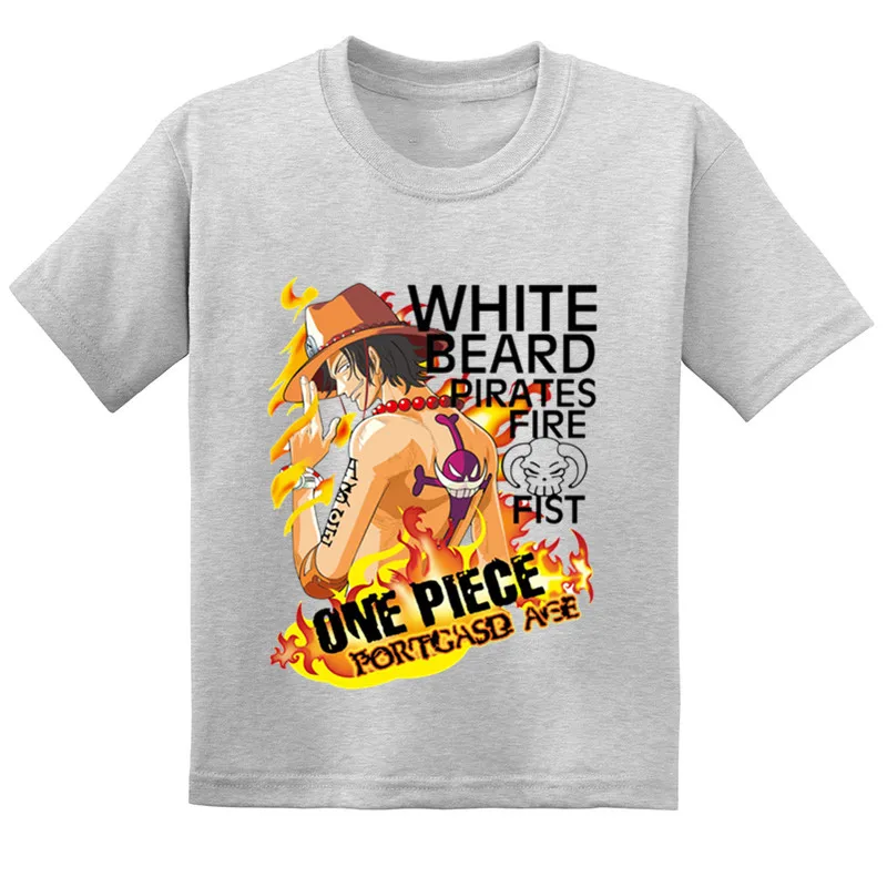 Летняя хлопковая футболка для маленьких девочек Лидер продаж Аниме One Piece Portgas.D.Ace