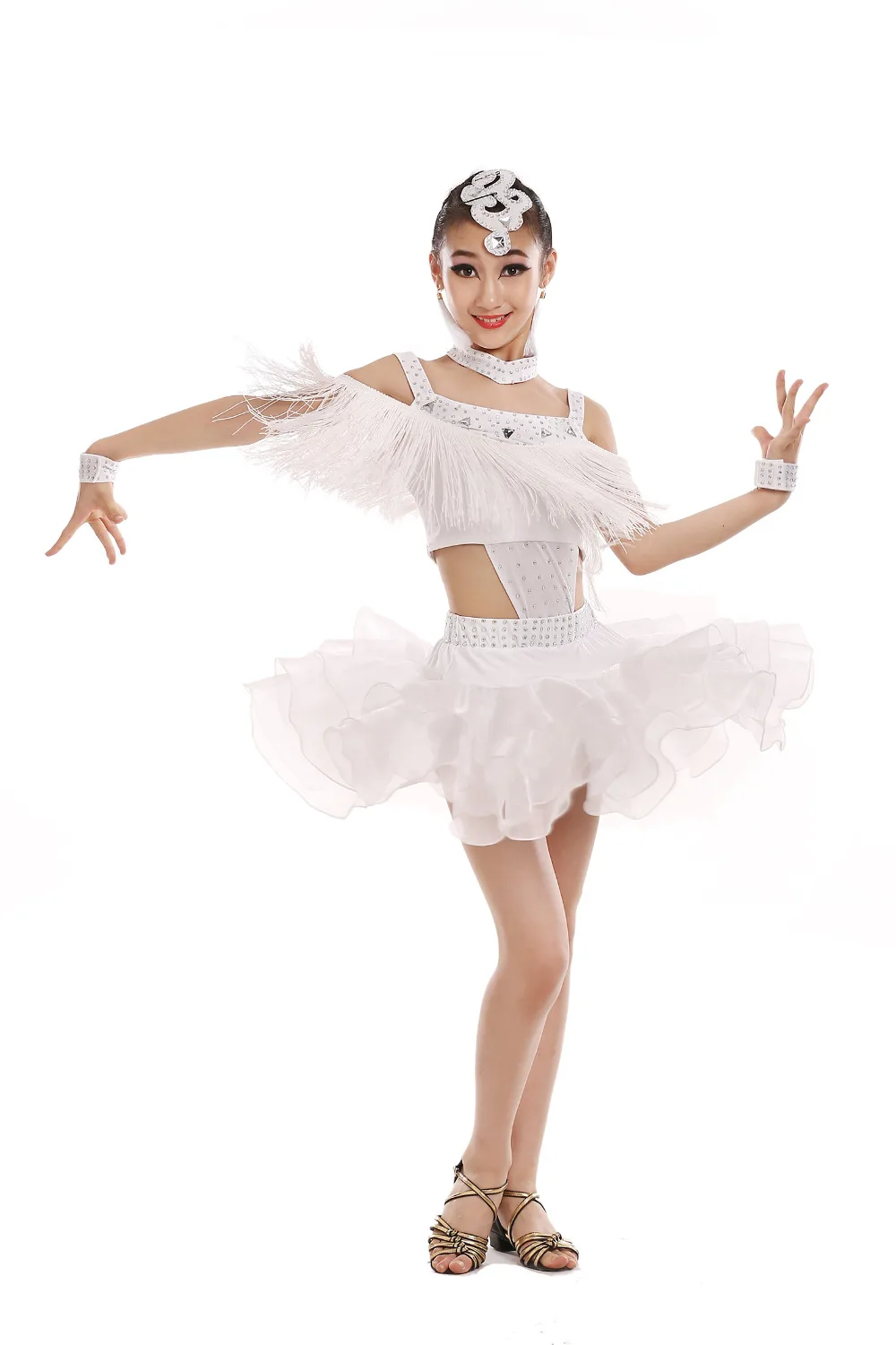 

Women/girls Sequin tassel Stage Performance Competition Cha Cha/Rumba/Samba/Ballroom Dance Costume Latin Dance Dress For Girl