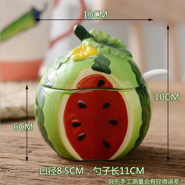 Ручная роспись, фруктовая чаша, чаша в виде арбуза, рисовая чаша, банка для приправ, японский креативный набор керамических столовых приборов, мультяшный милый свадебный подарок