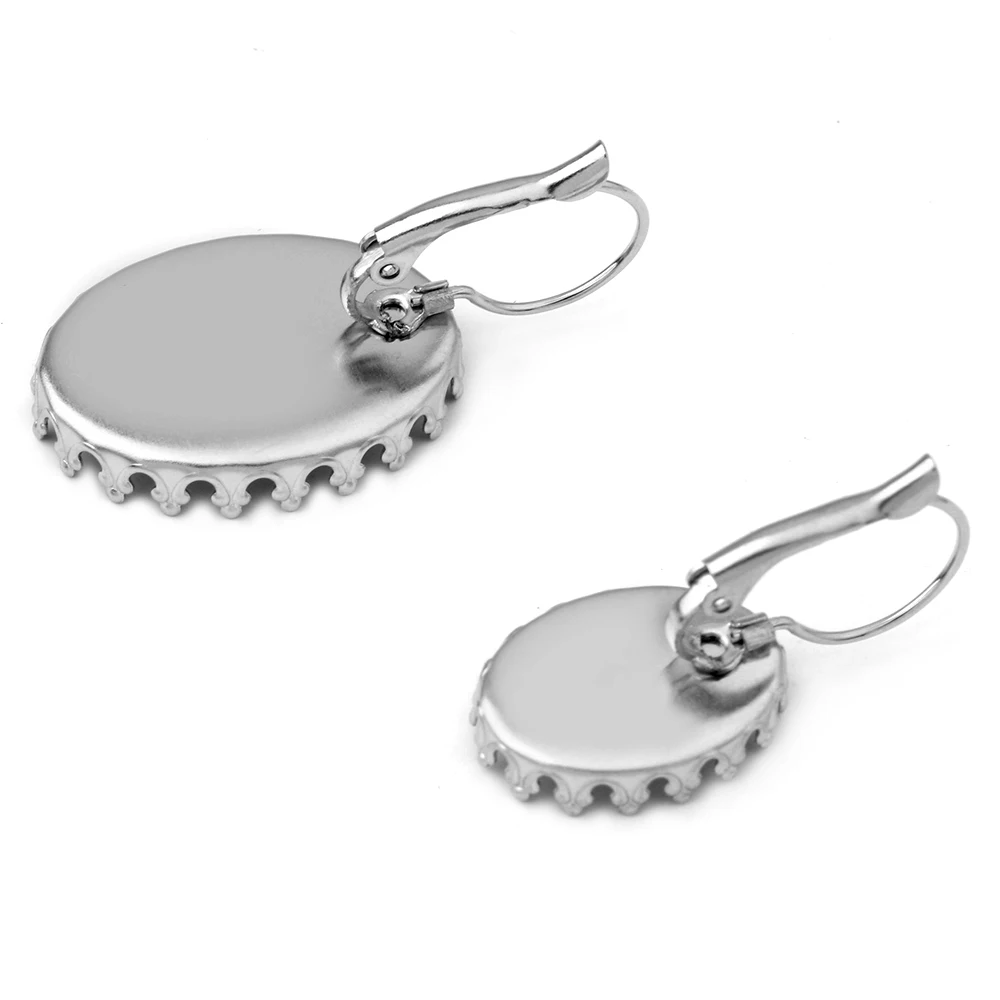10pcs Classic Stainless Steel French Lever Back Earrings Base,Fit 13x18mm 18x25mm Glass Cabochons Earring Blank Supplies Jewelry