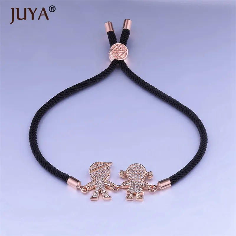 rose gold Браслет ручной работы, женский, черный, красный, веревочные браслеты, браслет, регулируемый, ползунок, бусины, милые, для детей, для мальчиков и девочек, очаровательный браслет, pulsera - Окраска металла: rose gold