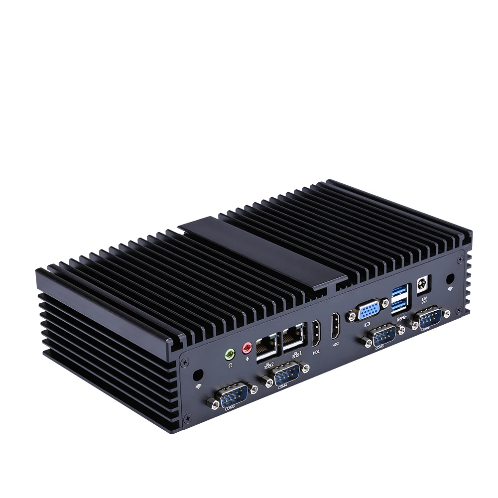 Мини ПК QOTOM без вентилятора с 6 портами RS232 двойной гигабитный LAN поддержка Pfsense 3855U