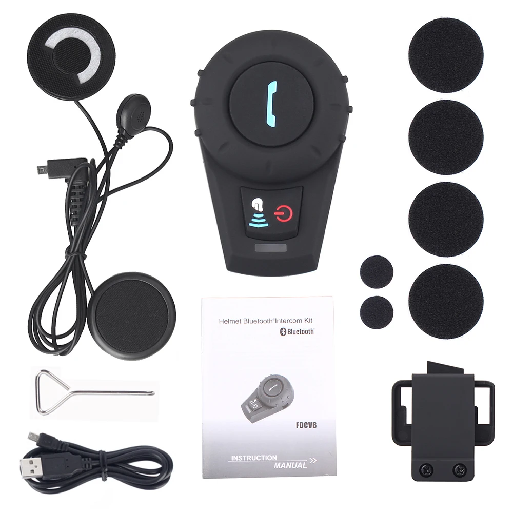 1 шт. FreedConn FDCVB Bluetooth мотоциклетный шлем домофон Водонепроницаемый FM Мото Переговорные Гарнитуры 2 гонщиков мягкий или жесткий микрофон