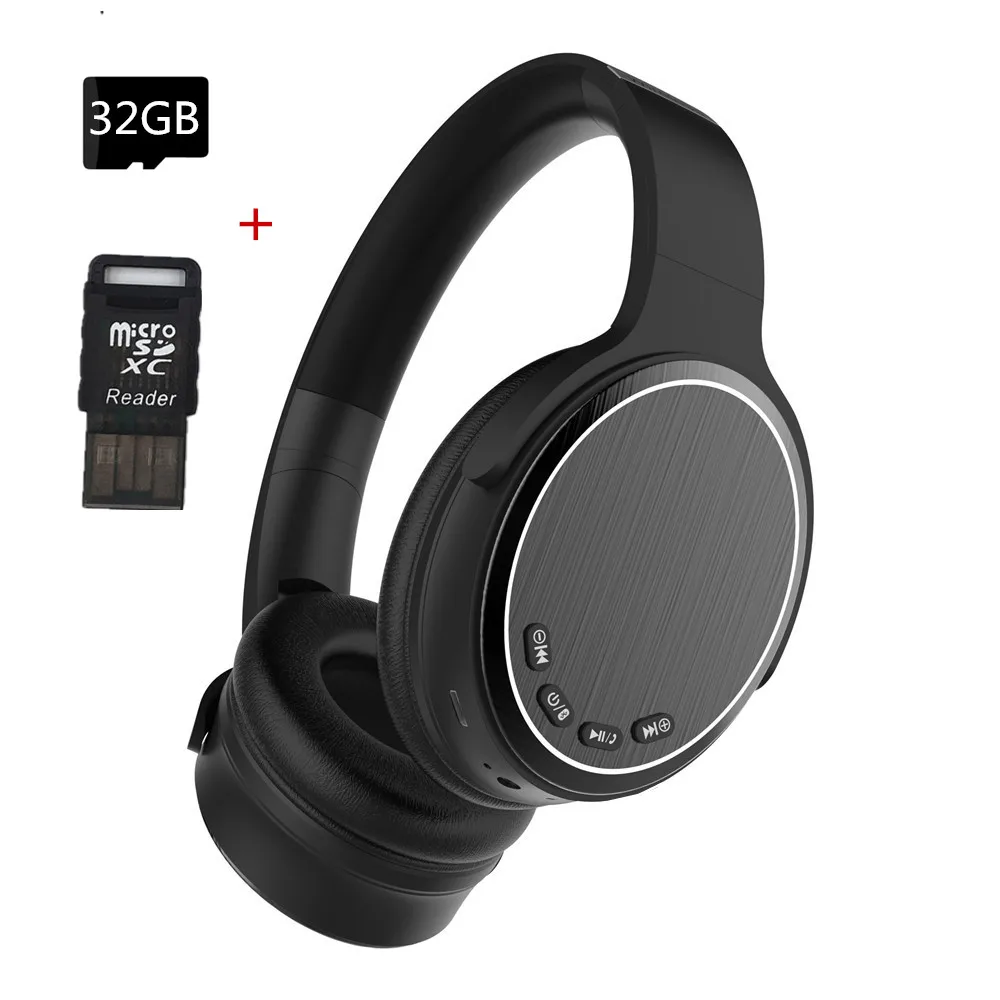 Black 32GB Беспроводные Bluetooth наушники Hi-Fi стерео бас складные спортивные музыкальные проводные наушники с микрофоном TF слот наушники для телефона ПК - Цвет: Black 32GB