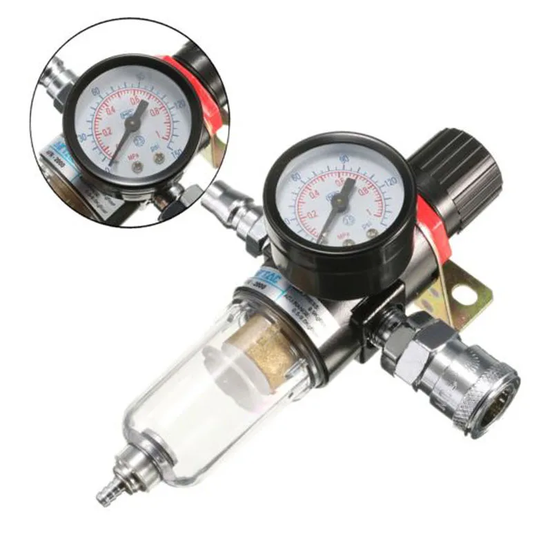 

1/4Water Oil Regulator +Connector Gauge Tool Aluminum Alloy For Air Compressor