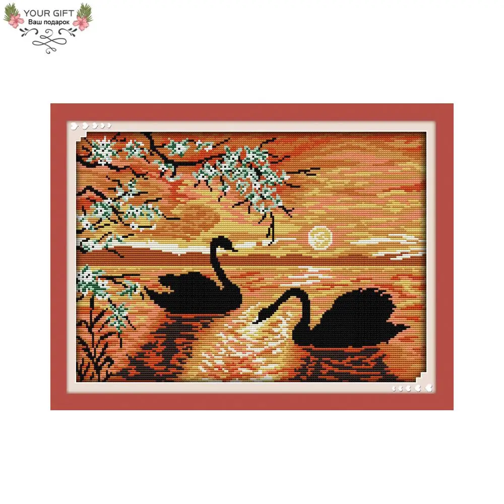 

Joy Sunday Swan Lake D607 Home Decoration 14CT 11CT Stamped and Counted Animal Handcraft Needlepoint Cross Stitch kits