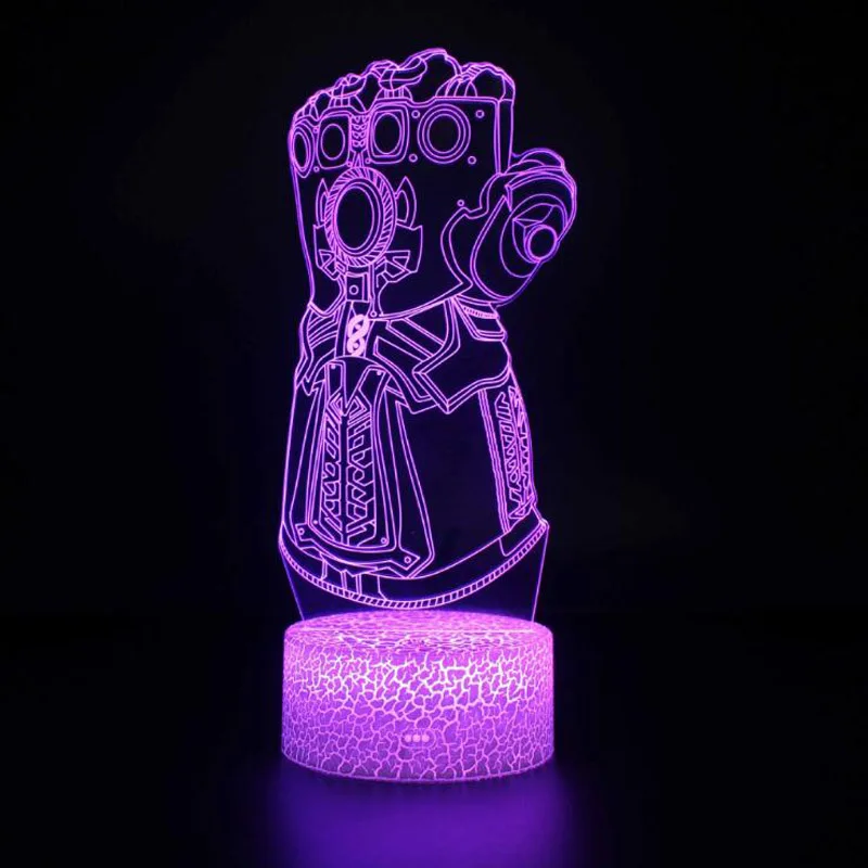 gloves Marvel Мстители эндшпиль 3D иллюзия светодиодный ночник фигурка Капитан Америка щит 7 красочная модель игрушки - Цвет: gloves