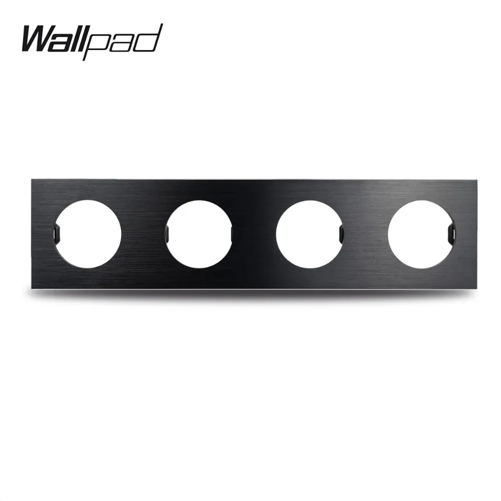 

Wallpad L6 DIY Black quadruple 4 Gang Frame Brushed Aluminum Metal Plate For Wall Switch Socket Free Combination, 344*86mm