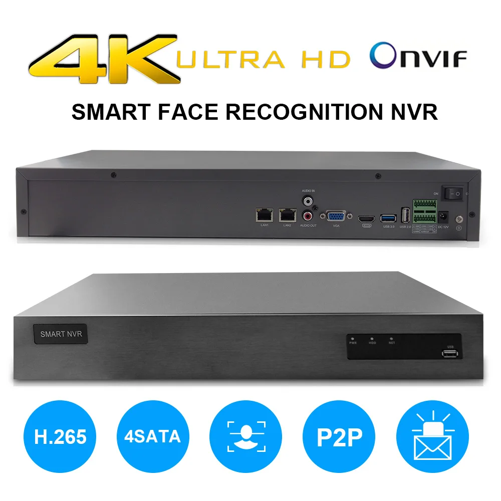 Online 36CH 4 K NVR Mit 4CH 1080 P Gesicht Anerkennung Netzwerk Recorder H.265 Intelligente Analyse Onvif P2p Externe Alarm Zwei -weg Stimme