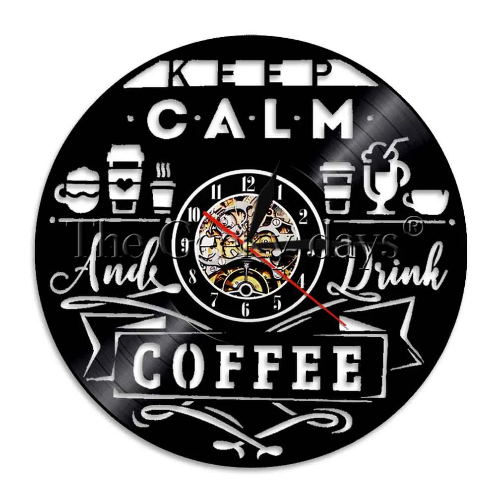 1 шт. дизайн кофе виниловые часы записи кафе настенные изображения стена бариста