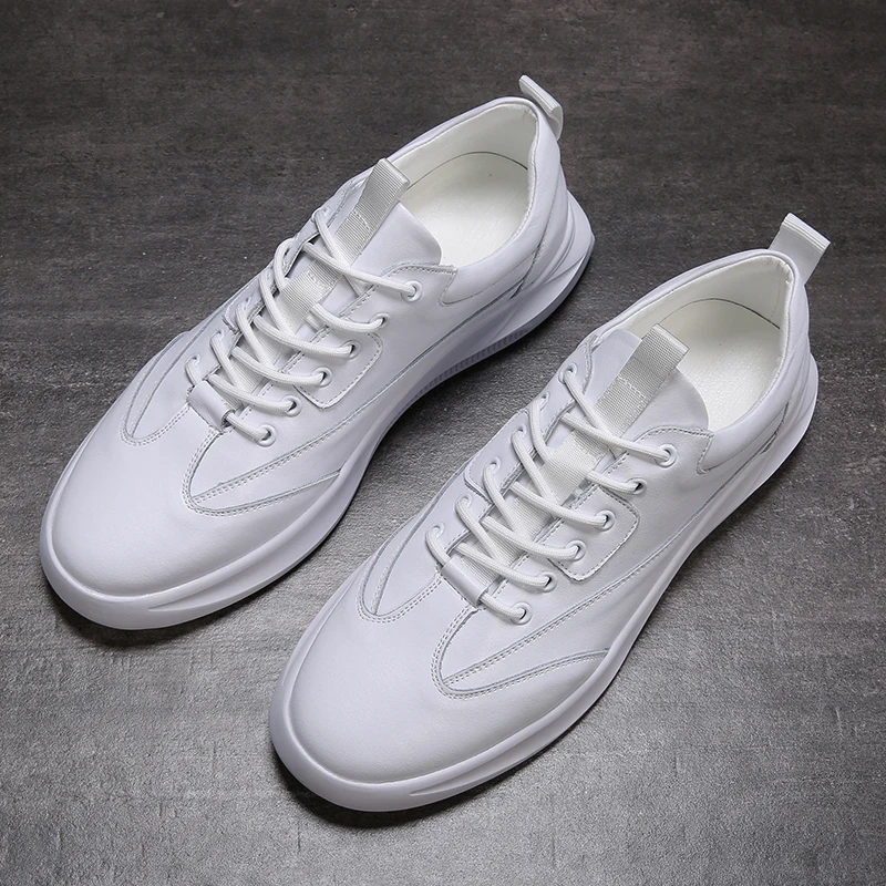 Белый Yomior/Новая модная мужская повседневная обувь ручной работы; сезон весна-лето; дышащие лоферы из натуральной кожи на плоской подошве; пляжные белые кроссовки для путешествий - Цвет: Белый