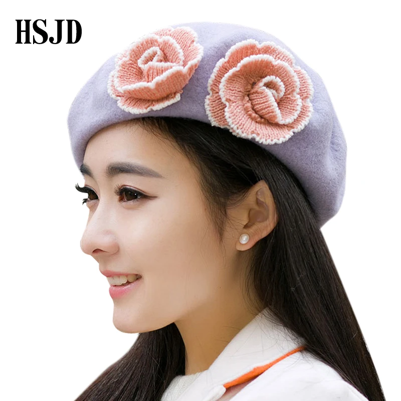 Новинка 2017 модный элегантный женский берет с цветочным принтом из двух частей