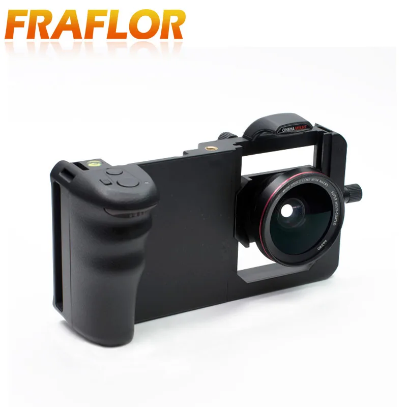 Универсальный кронштейн для фотосъемки SLR, стабилизатор для камеры смартфона, видеокамера для съемок, широкоугольный Макро, 2 в 1 объектив, клетка для кролика