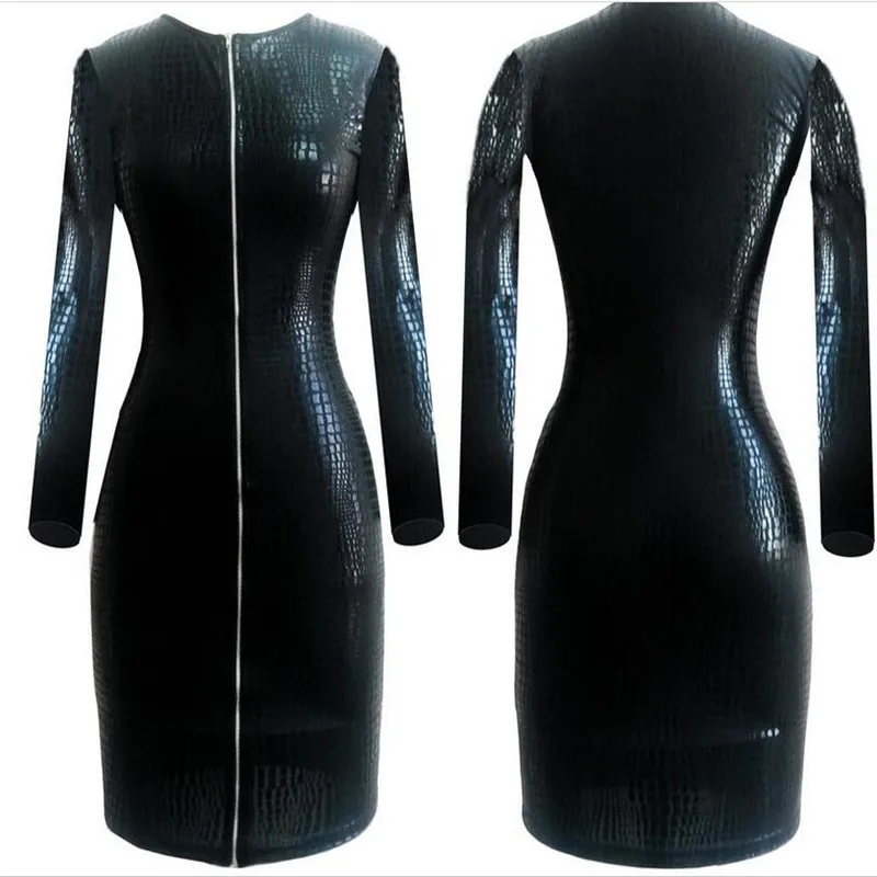 2017 г. Зимние Женские искусственной кожи ночь Клубная одежда латекс сексуальные