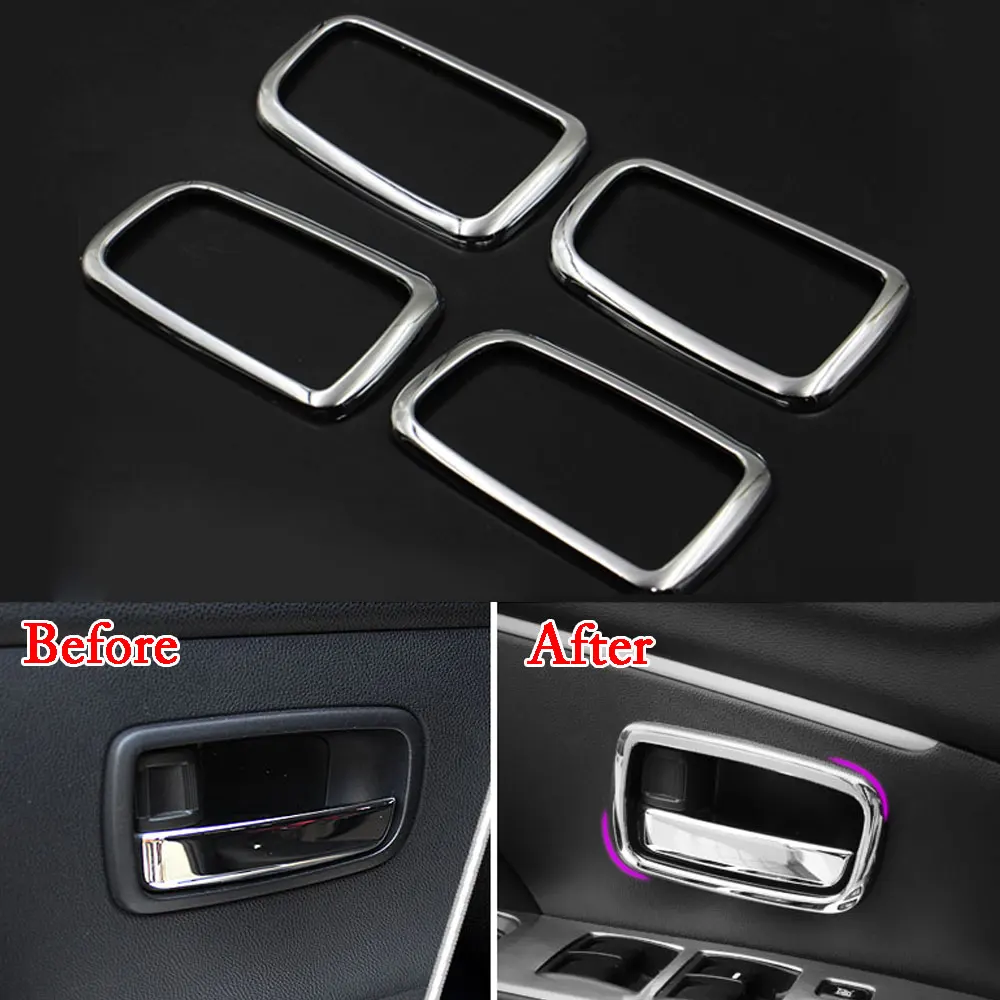 BBQ@FUKA Chrome Inner Door Handle Bowl Cover Car Interior Accessories Trim Fit for Mitsubishi ASX Outlander Sport RVR 2011-2017 1
