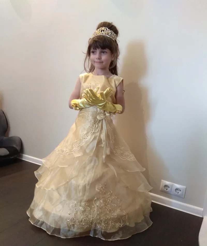 Girl Party Dress with Hoop Kid Embroidered Formal Bridesmaid Wedding Graduation Gown Christmas Princess Girls Dresses | Детская одежда
