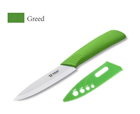 Green Картофелечистка оксид циркония Керамический нож 4 дюймов Timhome Фрукты Керамический нож с крышкой - Цвет: Green