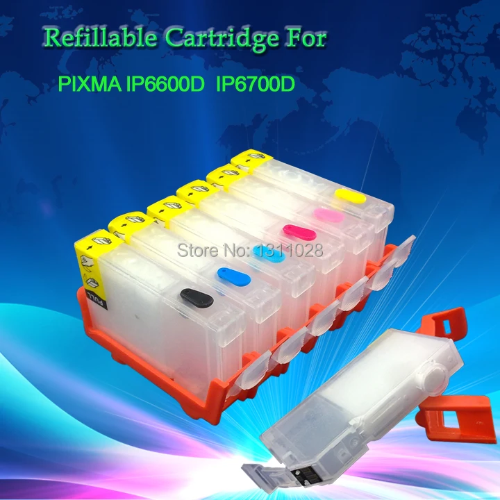 Картриджи Многоразовые для PIXMA IP6600D 6700D 6 шт. 1 комплект|refillable cartridges|cartridge chip |