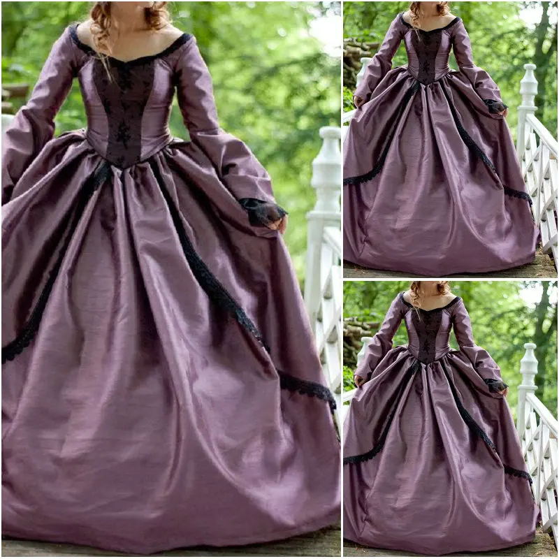 

History!Customer-made Purple Vintage Costumes Cosplay Renaissance Dress Steampunk dress Gothic Cosplay Halloween Dresses C-802