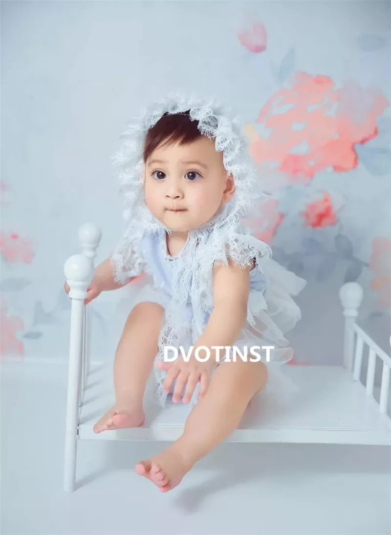 Dvotinst Baby Girls Photography Props Crochet Knitted Lace Dress Outfits Clothes Set Fotografia Accessories Studio Shoots | Детская