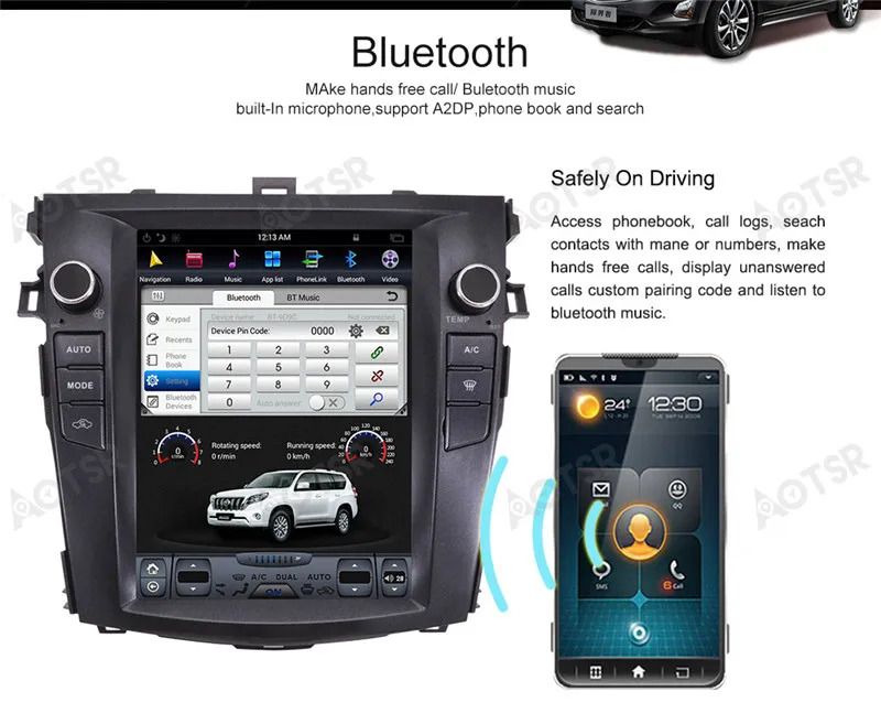 Android 6,0 Tesla стиль 10,4 дюймов автомобиль без dvd-плеер gps навигация для Toyota Corolla 2007-2013 стерео блок Satnav мультимедиа