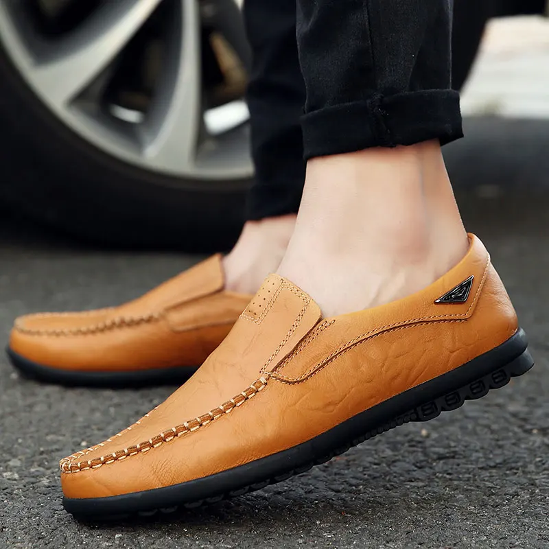 Mens shoes genuine leather oxford in Men's Casual large sizes Slip On Loafers Moccasins Summer Breathable Lightweight | Обувь