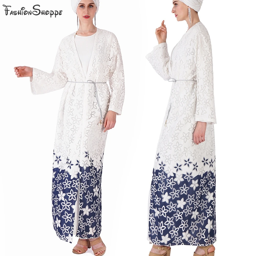 Мусульманское длинное платье с вырезами Abaya сетчатый кардиган туника кимоно