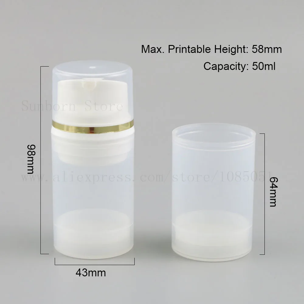 12pcs 50ml Clear Airless Pump Lotion Bottle Plastic Container Cosmetic Packaging with clear cap | Красота и здоровье