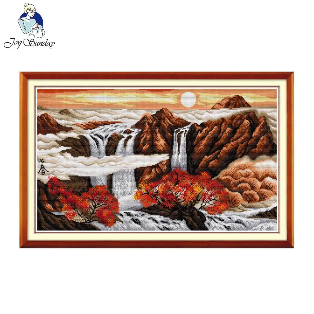 Набор для вышивки крестиком Joy Sunday Восход осени пейзаж ручной работы сделай сам