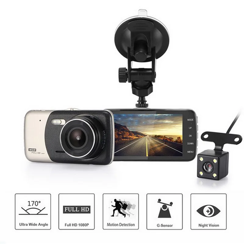 Dual Lens Автомобильная камера TOSPRA с двумя объективами, Full HD 1080 P, передний и задний видеорегистратор, видеорегистратор для вождения, 170 градусов, широкоугольный видеорегистратор для автомобилей - Название цвета: Dual Lens