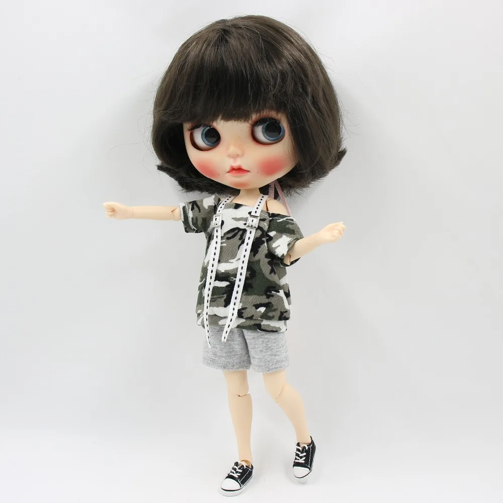 Blyth doll ледяной камуфляж зеленый fatigues короткие штаны