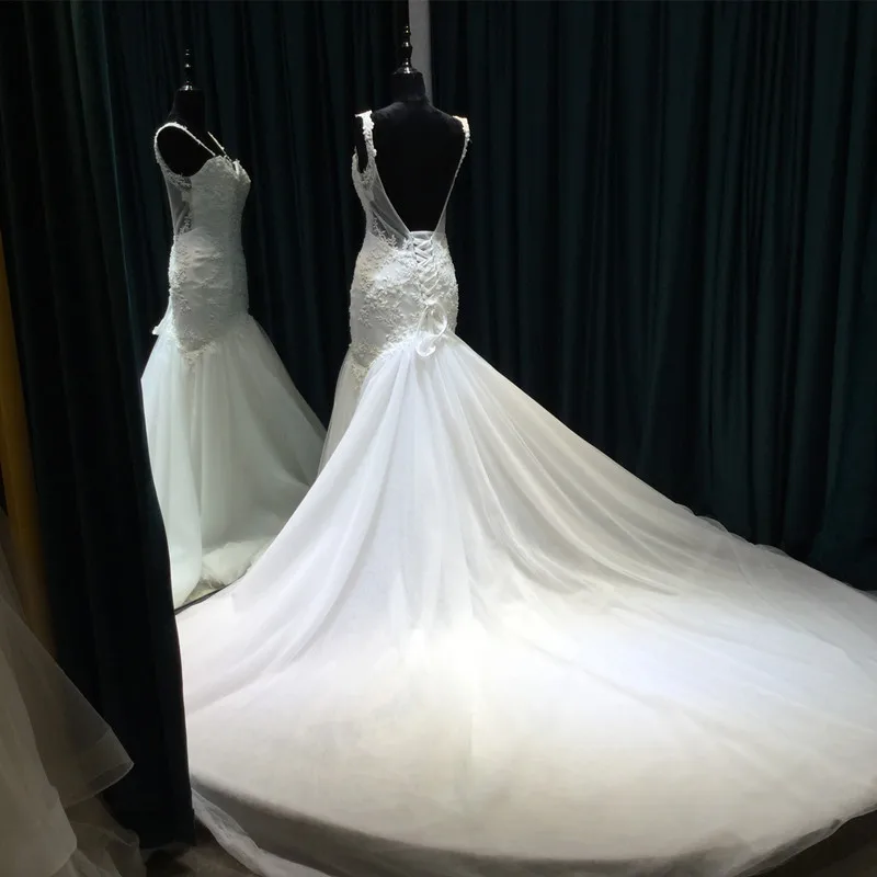 Vestido De Noiva кружева Свадебные платья Русалочки 2018 Милая рукавов спинки развертки