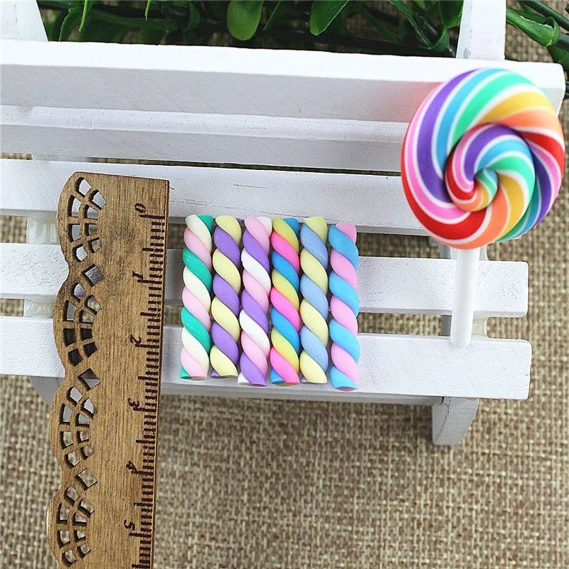 10 шт. 18 цветов 25*5 мм кавайная спиральная Полимерная глина Marshmallow конфеты