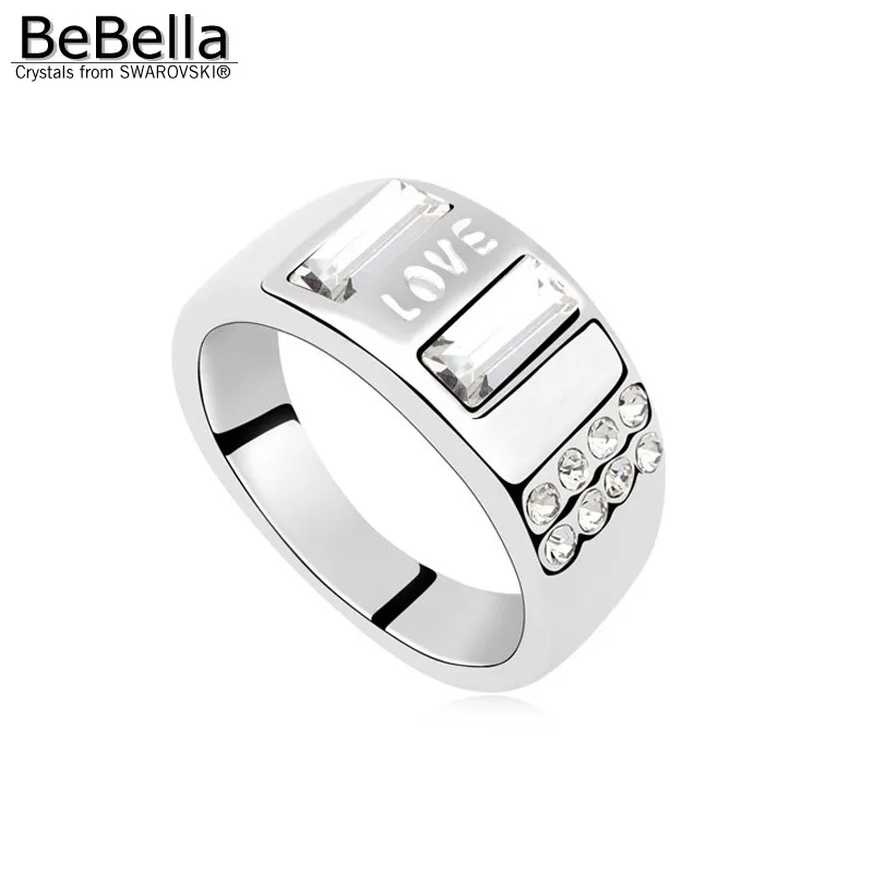 Женские вечерние кольца BeBella love с австрийскими кристаллами Swarovski буквы из
