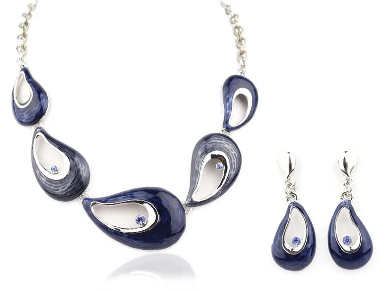 Классический высококачественный ювелирный набор в виде листьев и эмали ожерелья