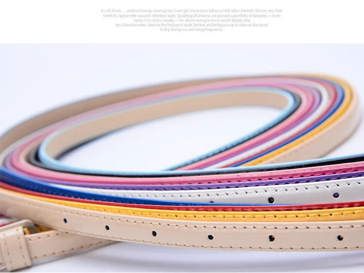 Candy Color Patent Leather Belt Sweetness Womens PU Leather Belts Thin Skinny Waistband Adjustable Belt Woman Belts For Dress