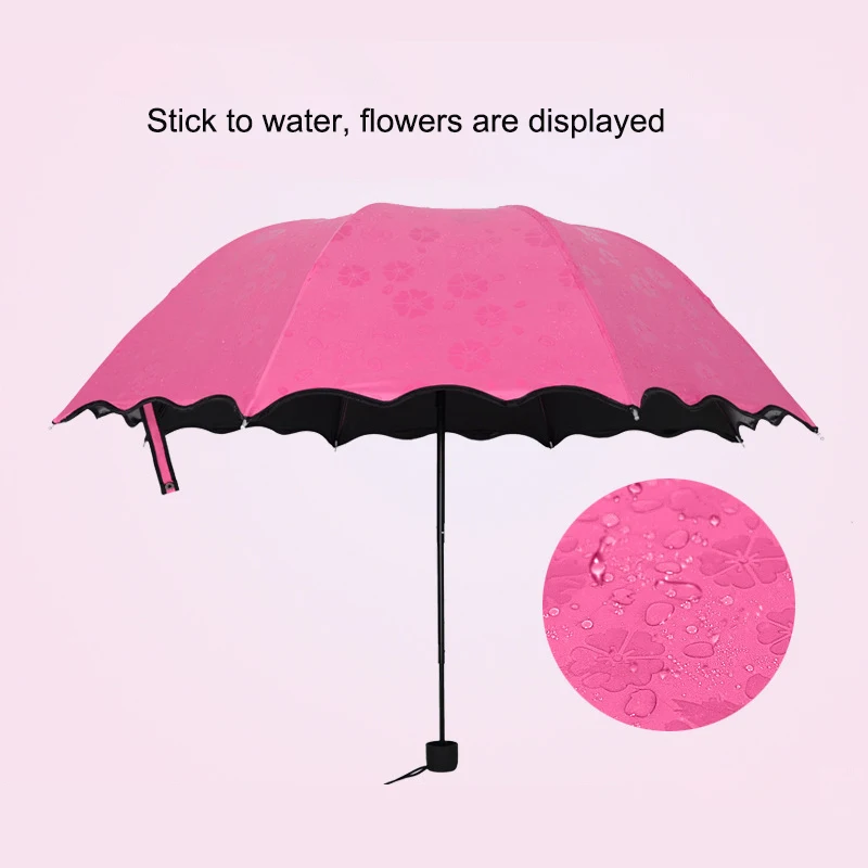 3 складной Цвет Зонт с изменяющимся водоразбавляемая цветения девушка принцесса