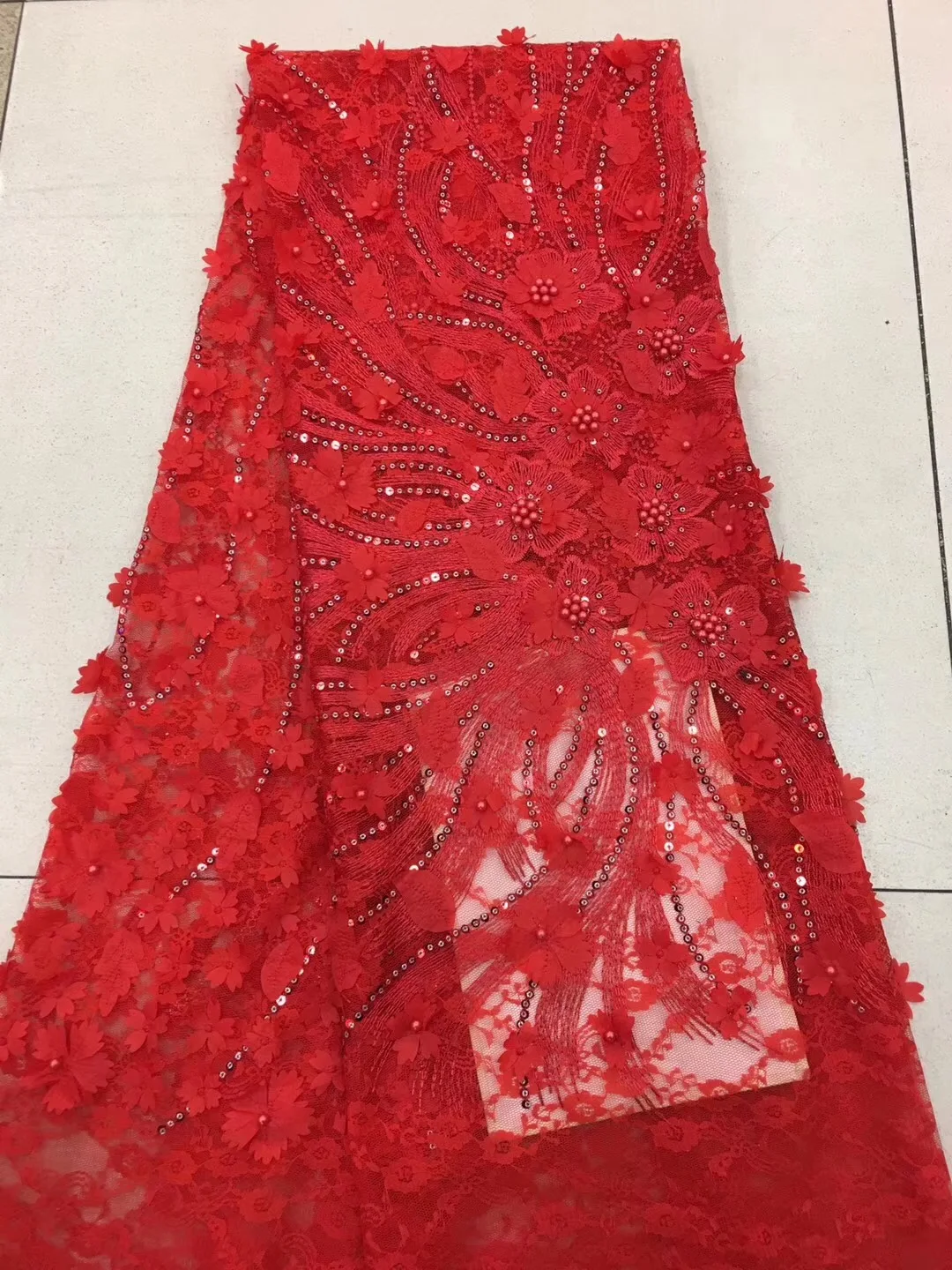 Лучшие продажи Изумрудный Африканский шнур кружева 2018 красный высокое качество