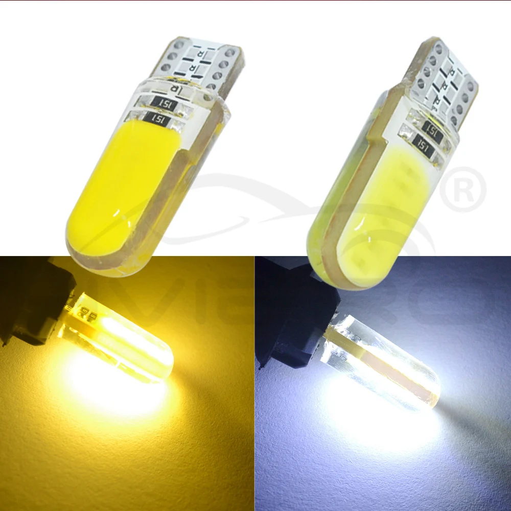 T10 W5W Белый Красный COB LED Silicagel водонепроницаемый 194 147 501 клиновидный светодиодный автомобильный габаритный фонарь для чтения, купольная лампа, автомобильная парковочная лампа, DC 12 В
