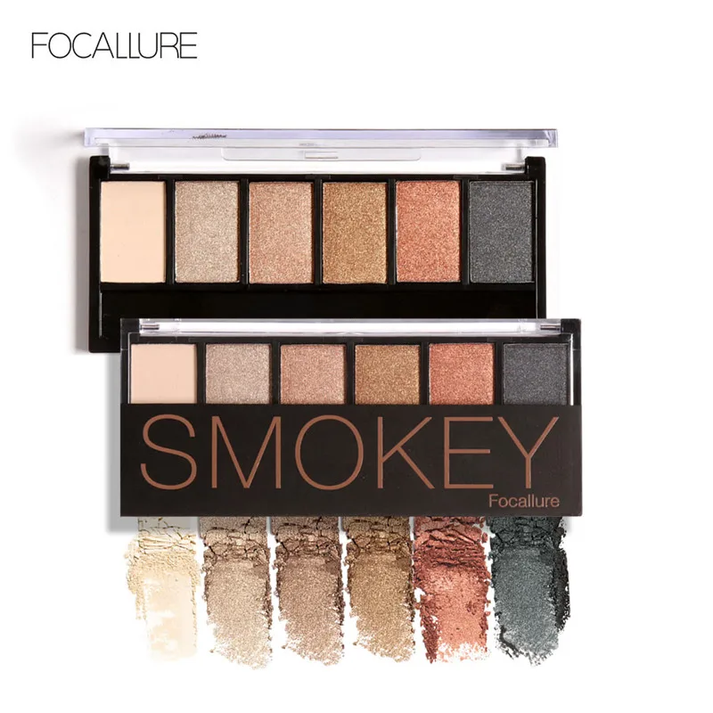 FOCALLURE New Pro 6 Colors Eyeshadow Makeup Set Waterproof Smudge Proof Eye Shadow Powder Palette For Women |