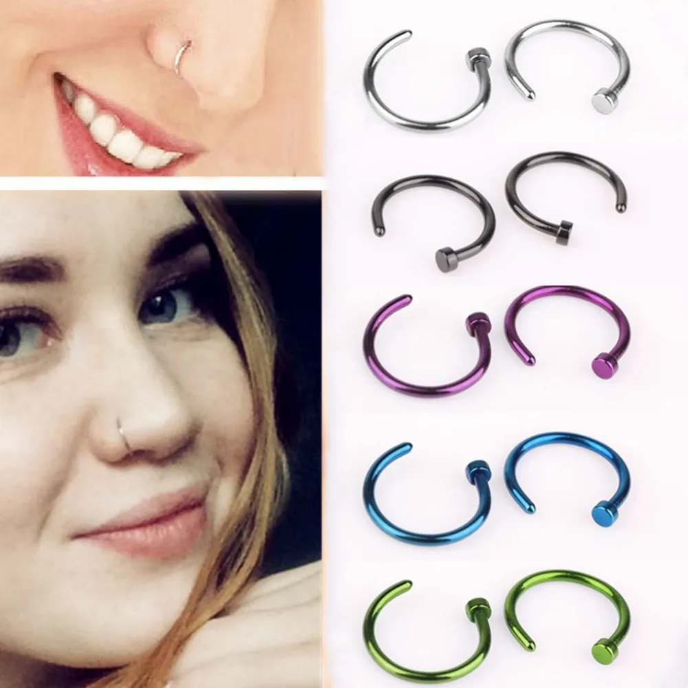 

1 PC Small Thin 18G Surgical Steel Open Fake Nose Hoop Ring C-Shaped Nostril Libret Lip Studs Piercing Body Jewelry
