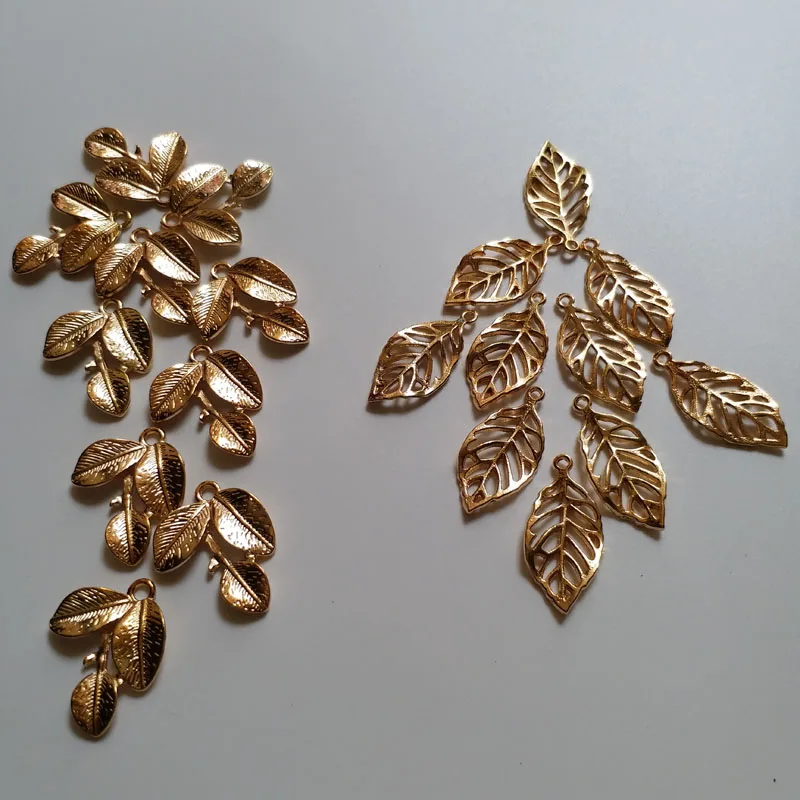 

10pcs/lot diy beaded Patches for clothing Alloy leaf decoration parches jewelry accessories for hair clothes hat bags