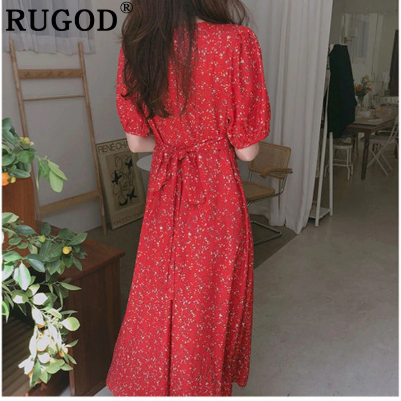 Женское платье с принтом RUGOD фиолетовое длинное на лето 2019|Женские платья| |