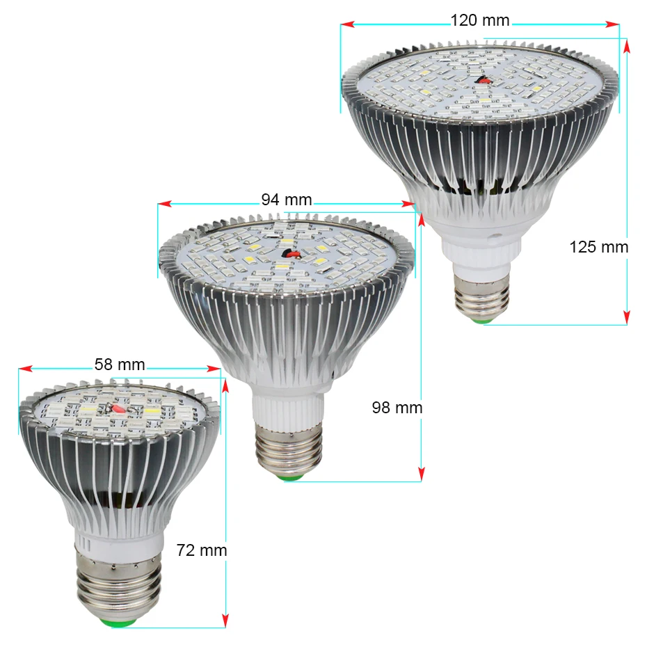 Светодиодные лампы для выращивания полный спектр Fitolampy E27 LED Phyto лампа 5730 SMD 28 40 78 120