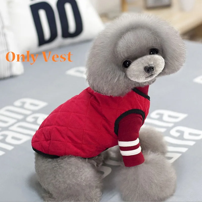 red vest Зимняя куртка для собак, одежда для маленьких собак, пальто для питомцев, теплый костюм для щенков, хлопковая одежда для собак, утепленная одежда для чихуахуа 35S - Цвет: red vest