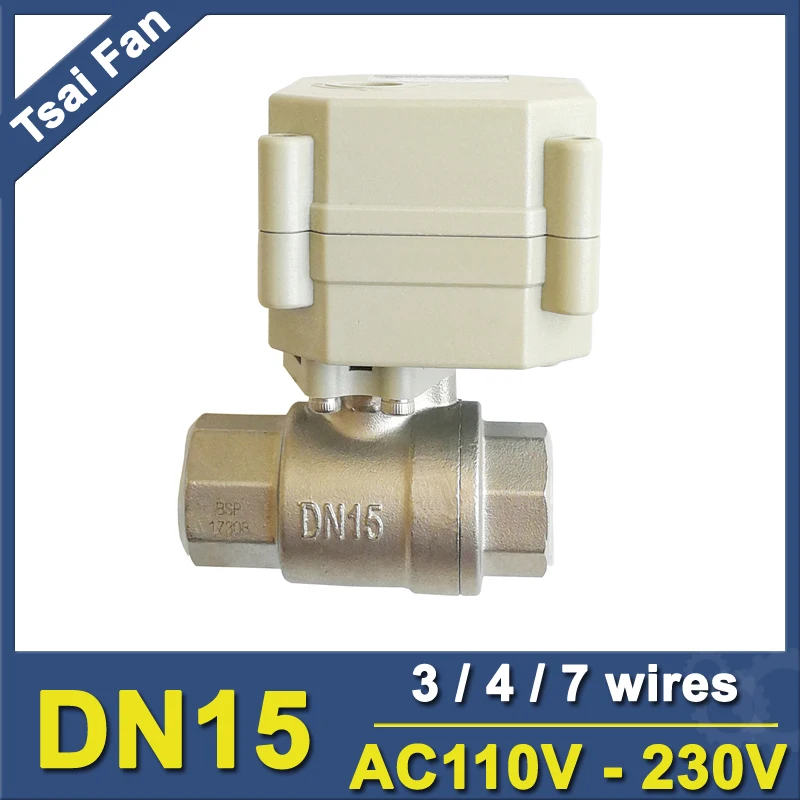 

AC110-230V 3/4/7 Wires DN15 Electric Ball Valve TF15-S2-C BSP/NPT 1/2'' Stainless Steel Valve 2-Way Automated Valve