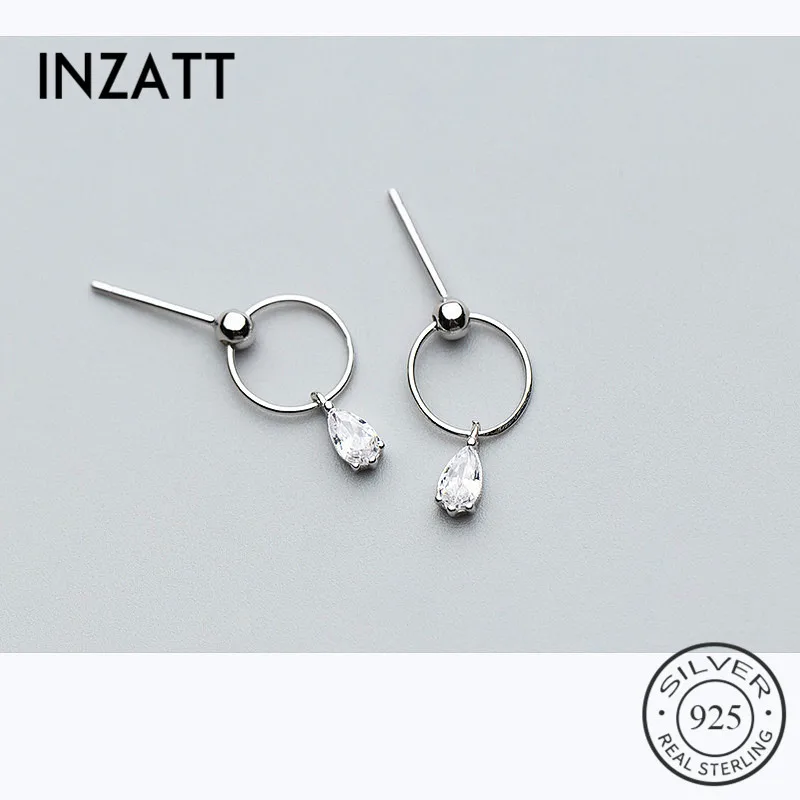 Женские серьги капельки INZATT круглые из стерлингового серебра 925 пробы с
