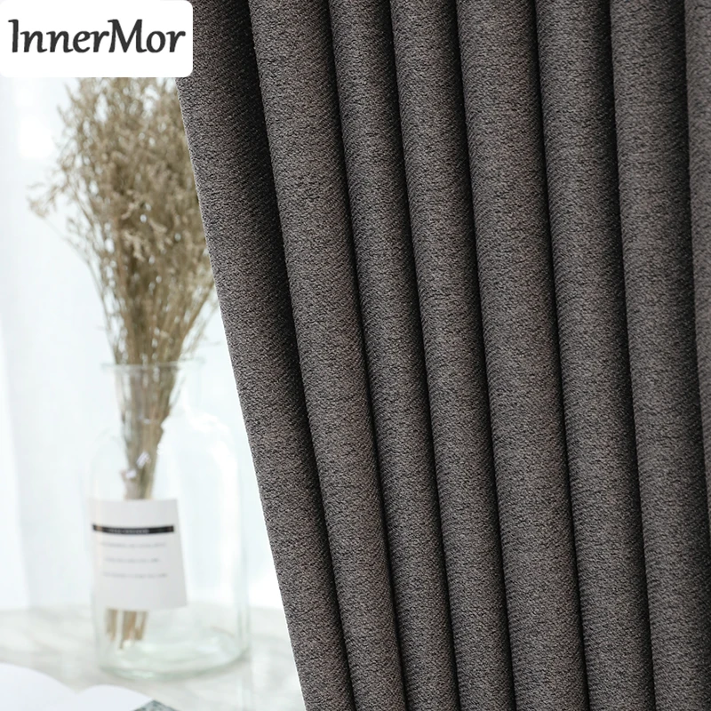 

Innermor Home Decor luxury Curtains For Living room Solid Blackout Curtain for bedroom Fur feel Curtain for kitchen Customized