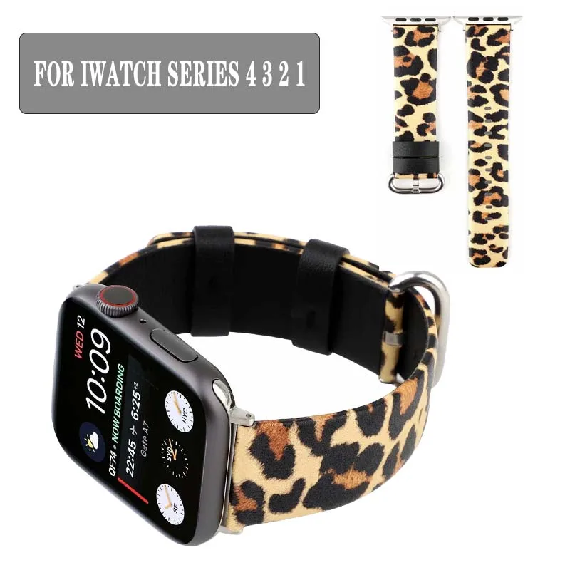 Ремешок с леопардовым принтом для Apple Watch кожаный сменный Браслет iwatch серии 1 2 3 42/38